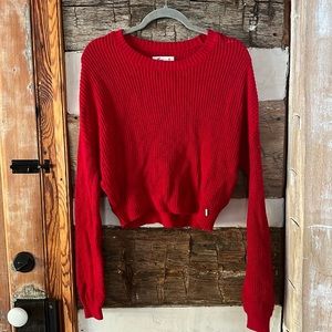 Holistic Red Knit Cropped Sweater
